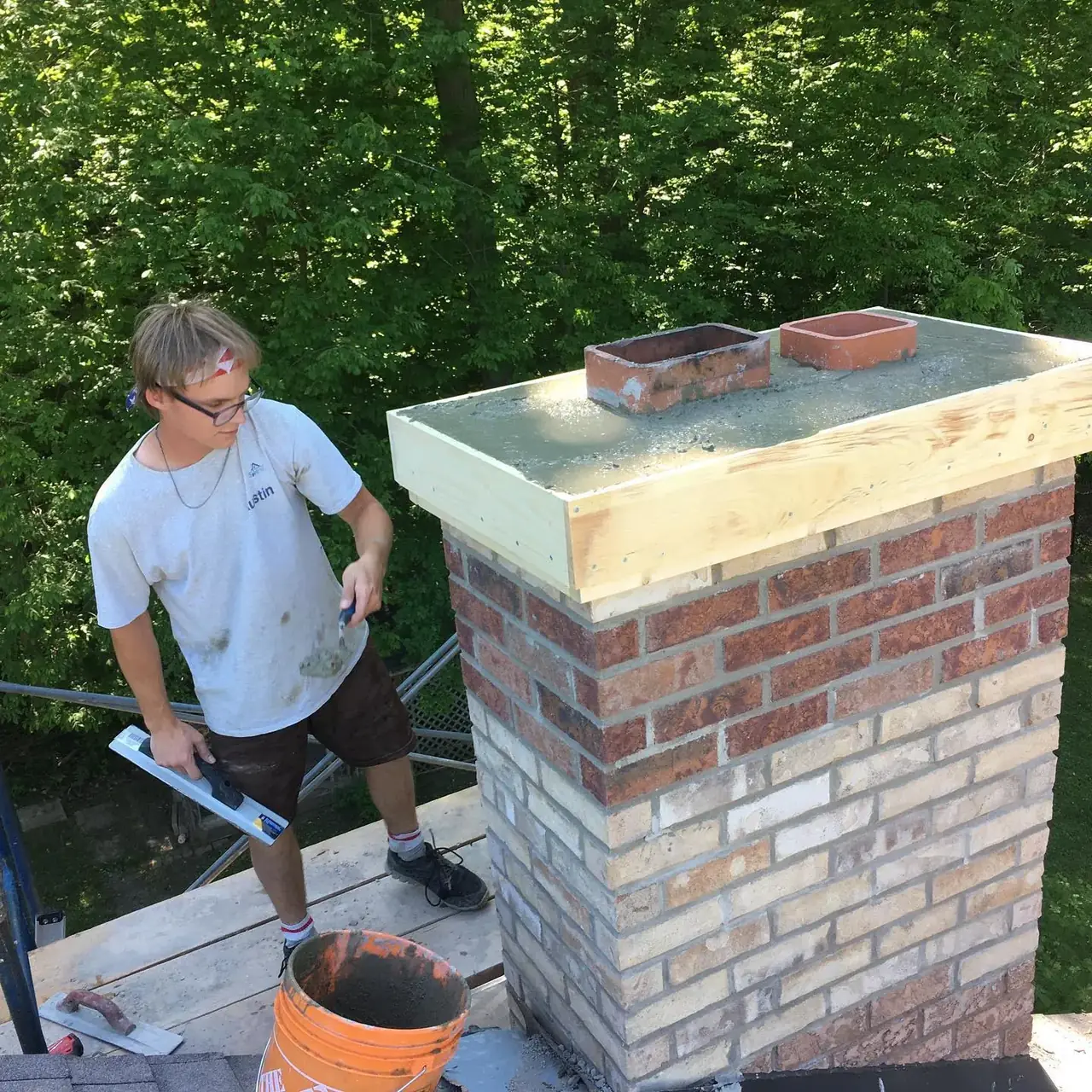 Masonry chimney build in Wellington County